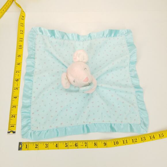 Carters Lovey Aqua Pink Mouse Plush Satin Trim Stuffed Security Blanket Lovie - Picture 7 of 7